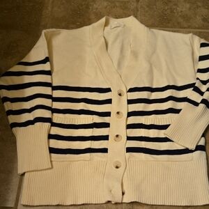 Striped Cream and Black Women's Sweater